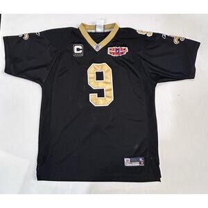 Official Drew Brees Super Bowl NFL Jersey Boys XL 16-18 Black New Orleans Saints